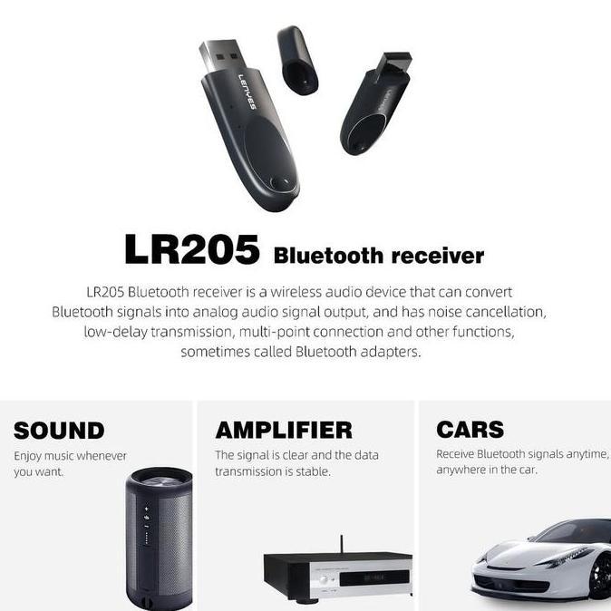 Terpopuler- Lenyes Lr205 Usb Bluetooth Receiver 5.1 Wireless Usb Colokan Bluetooth Speaker Mobil Dvd