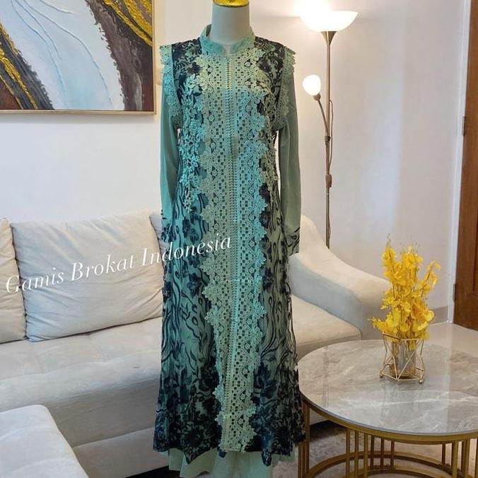 Outfitkekinian- Dress Maharani M094 Outer Rompi Lepas Brokat Mewah Dan Elegan Cocok Untuk Pesta Dan 