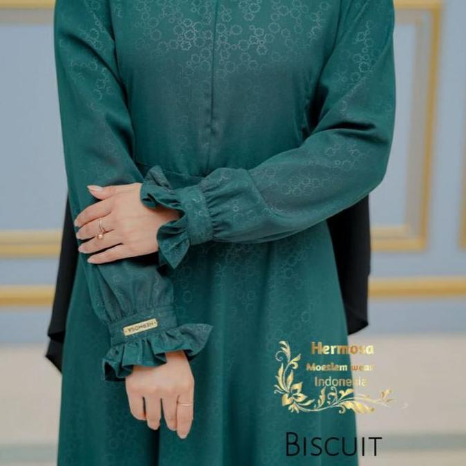 GAMIS HERMOSA MOTIF BISCUIT WARNA HIJAU BOTOL/GAMIS HIJAU TUA HERMOSA/GAMIS HIJAU TUA BISA COD Canti