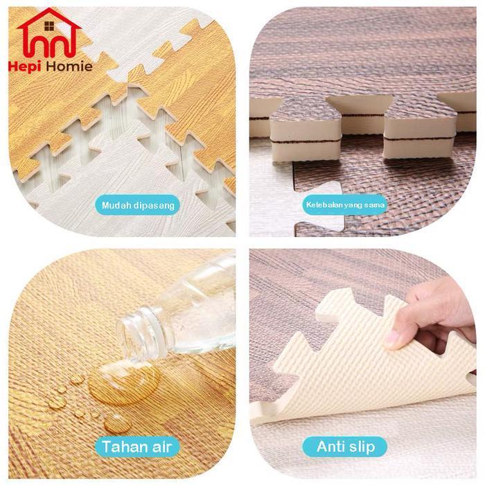 60X60X1Cm Puzzle Alas Lantai Eva Mat Wood Karpet Matras Evamat Kayu