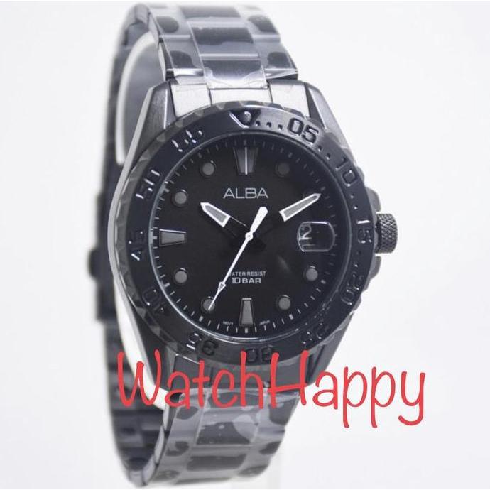 WatchHappy Alba AS9N65X1 Mens Sport Watch Dial Black Stainless AS9N65