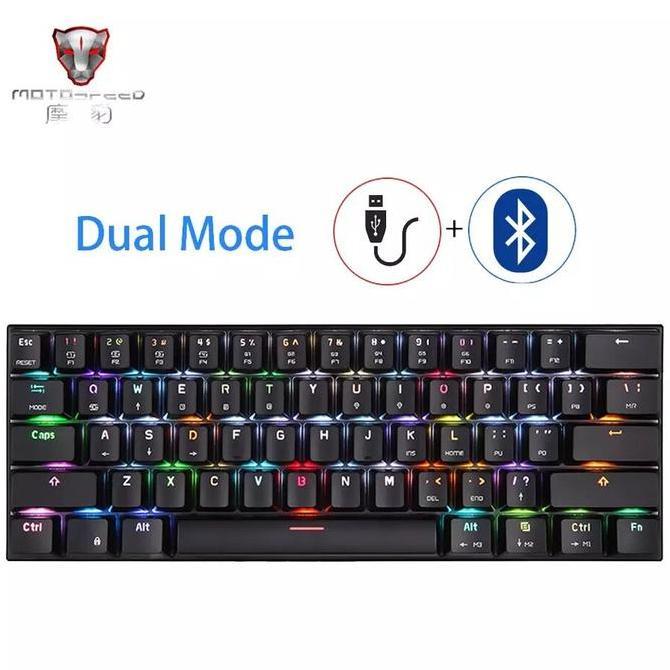 MECHANICAL KEYBOARD MOTOSPEED CK62 RGB 60% 2 MODE WIRED AND BLUETOOTH Terlaris