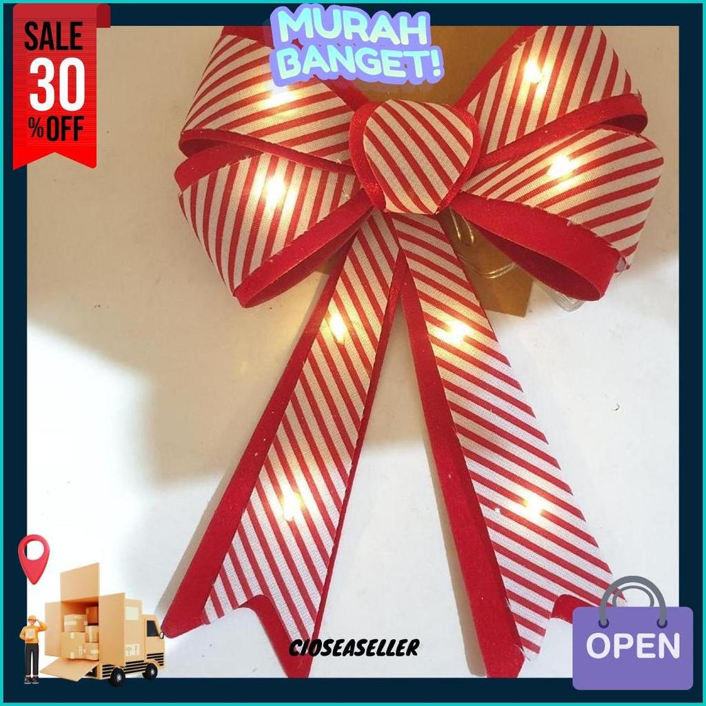 Pita Lampu Kuning Warm White Pohon Natal Jumbo 30 Cm Merah Putih Baterai Panjang Siap Kirim