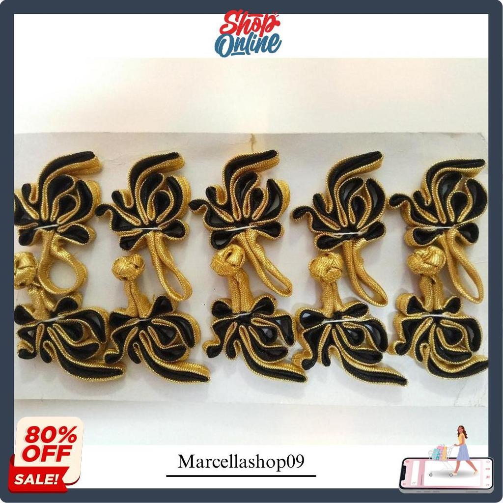 Kancing Baju Cheongsam Emas Gold Hitam 5 Pasang Jahit Termurah Banget