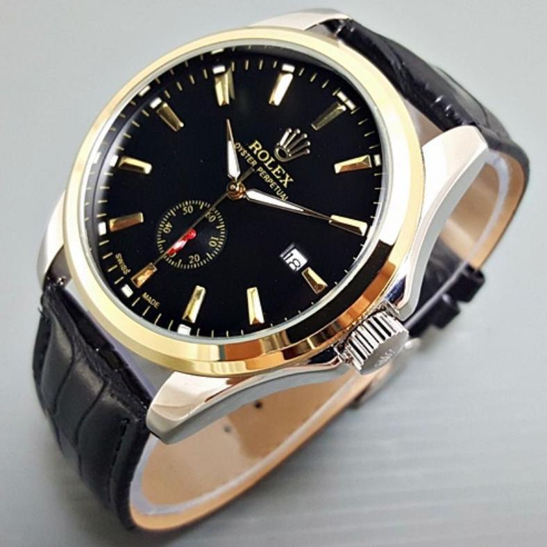 Cuci Gudang` Fast Delivery Terbaru Jam Tangan Pria Rolex Kulit Automatic Tanggal Aktif Free Box Role