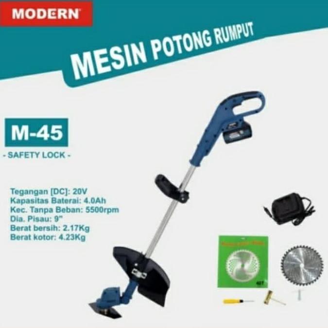 Modern M-45 Mesin potong rumput Cordless 20 Volt Lawn mower M45/M 45
