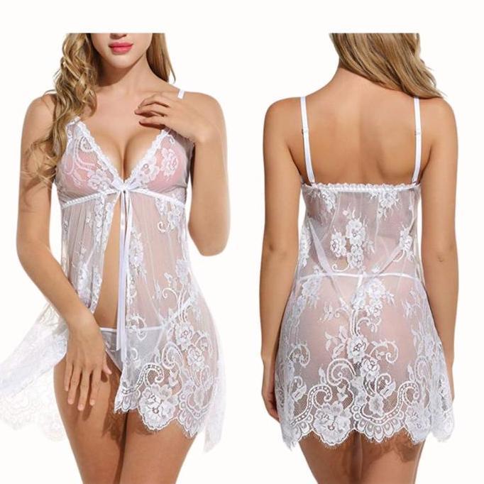 MisssLinje Baju Tidur Seksi BIG SIZE Lingerie Dress Sexy Lace Renda Transparan Jumbo Dapat G String