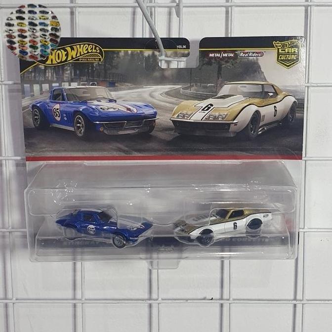 Hotwheels Premium 2 Pack Custom Corvette Stingray Coupe & 69 Copo Corvette, Ori. Premium