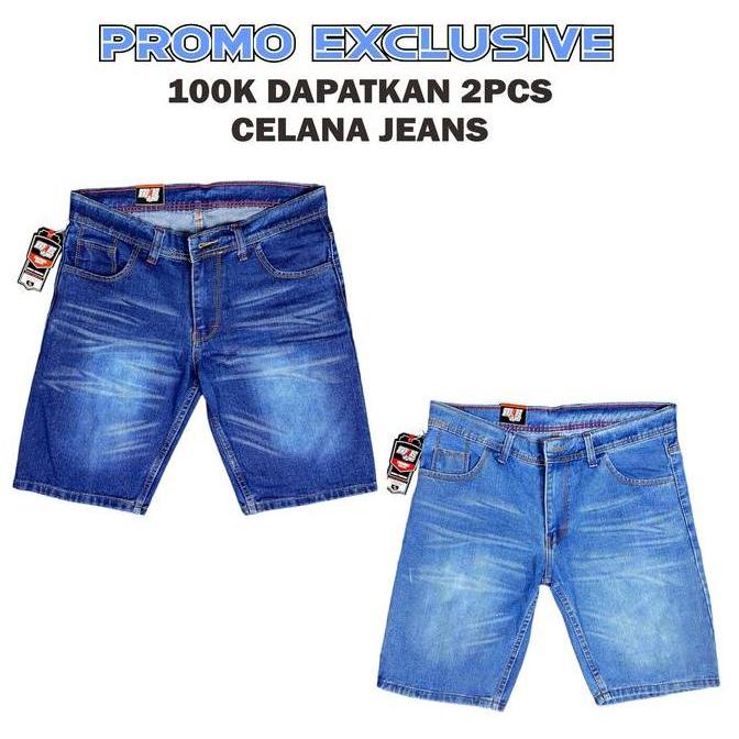 Grosir [Beli 1 Gratis 1] Paket Hemat Celana Jeans Polos 100K Dapat 2 Celana Pendek Termurah Ii Celan