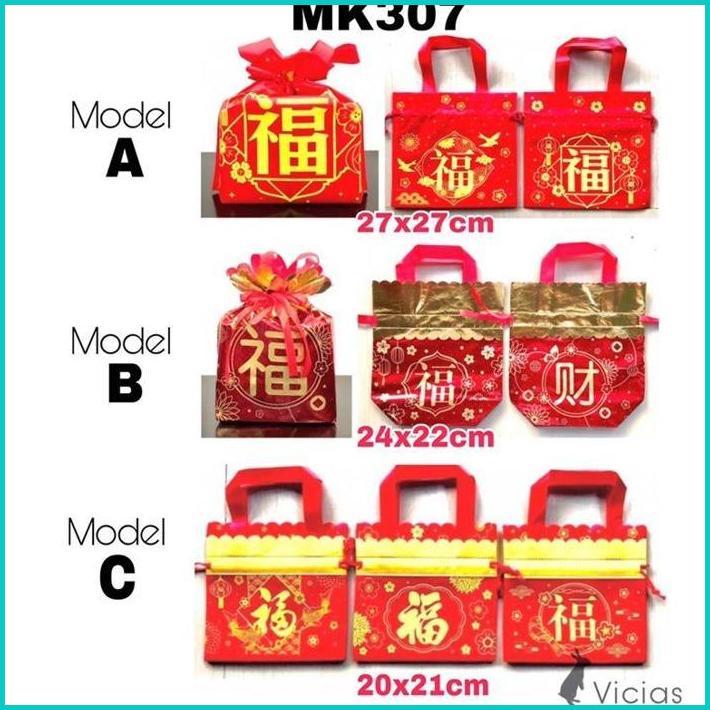 MK307 Tas Kain Serut IMLEK Kantong Hampers Parcel Bag FU Hoki Sincia COD