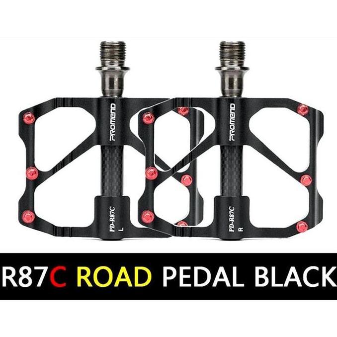 Promo Pedal PROMEND Road Ultra-light 3 Bearing Alluminium Carbon Flat Pedal Diskon