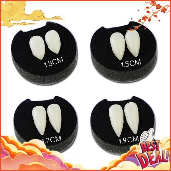 Cod Gigi Taring Palsu Fake Teeth Cosplay Halloween Dracula Drakula Vampir / Lem Gigi Palsu / Poliden