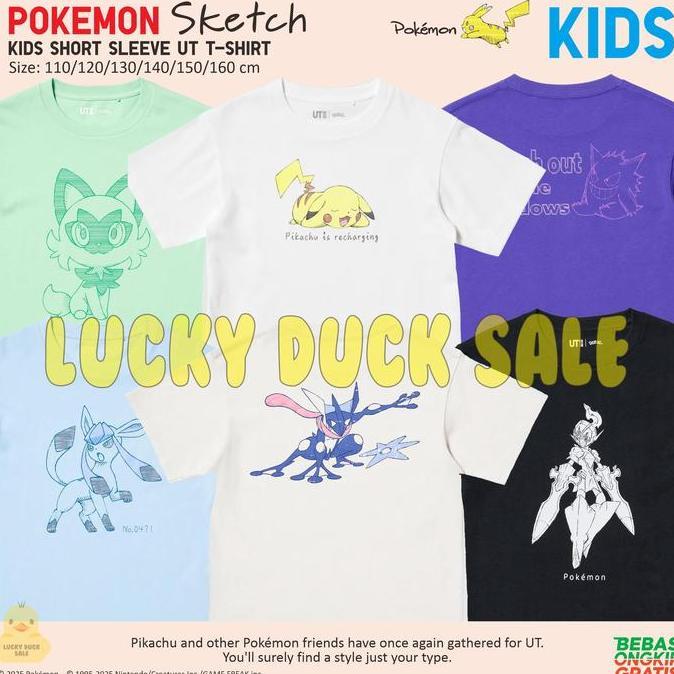 Kaos Pokemon Sketch Kids Baju Regular Anime UT Shirt UNIQLO UT Anak-anak