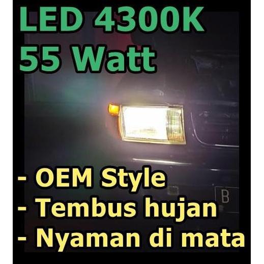 LAMPU LED H4 / H11 / H16 4300K KUNING WARM WHITE 55WATT ALL SEASON