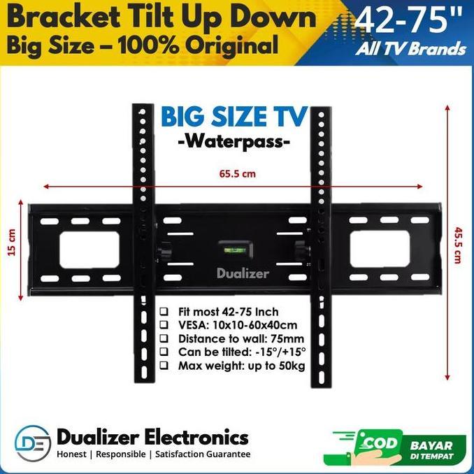 Bracket TV Smart/Android LED 75 70 65 60 55 50 inch Tilt Waterpass MURAH