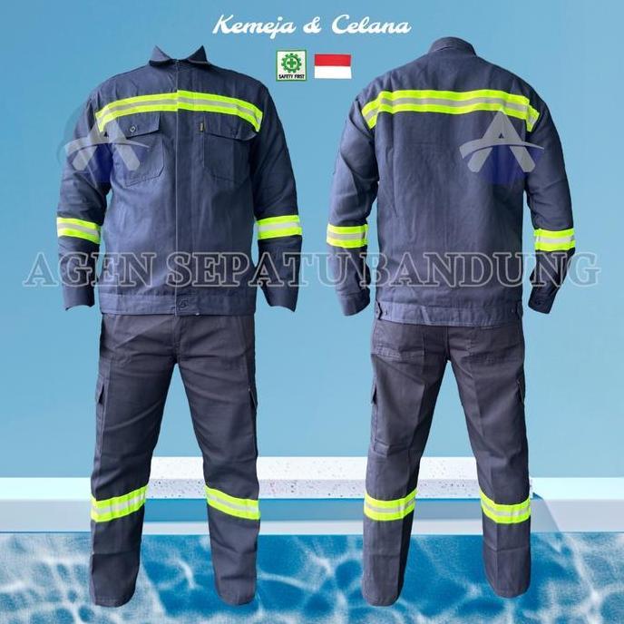 SETELAN WEARPACK SAFETY BAJU SAFETY BAJU KERJA BORDIR K3 DAN BENDERA INDONESIA ORIGINAL DAN TERPERCA