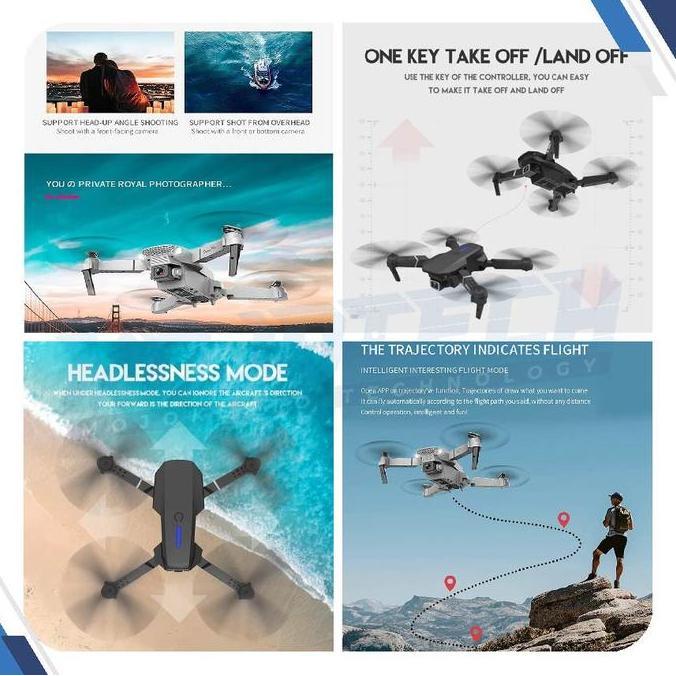 DRONE E88PRO FOLDABLE DRONE LIPAT SINGLE CAMERA ORIGINAL DAN TERPERCAYA