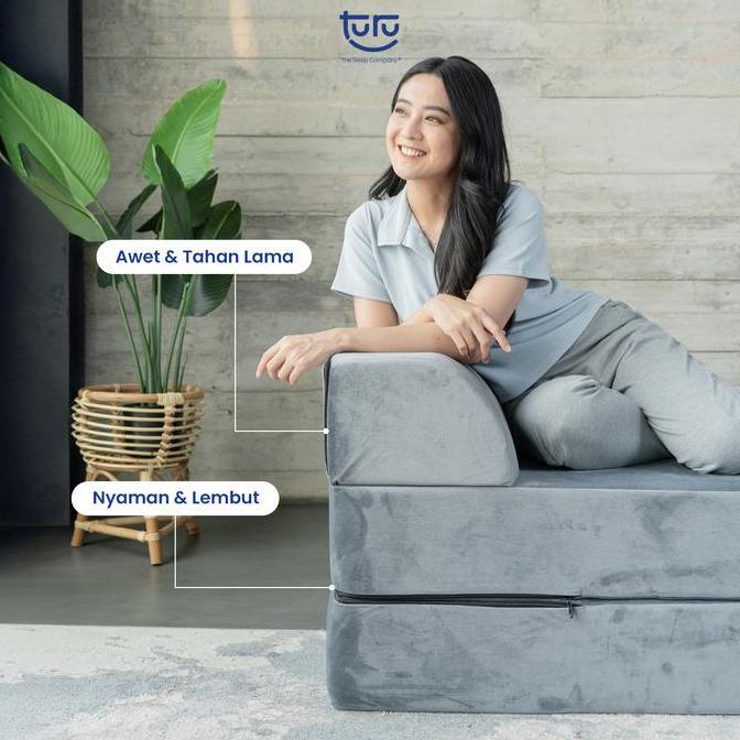 Newcap- Turu Sofa Bed 2In1 Uk. 120X190 Turu Minimalis Grey / Trifold Kasur Sofa