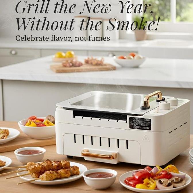 Terlaris Alat Panggang Elektrik Bbq Oxone Ox-157 Compact Smokeless Grill 6 In 1 Pembuat Sate Multifu