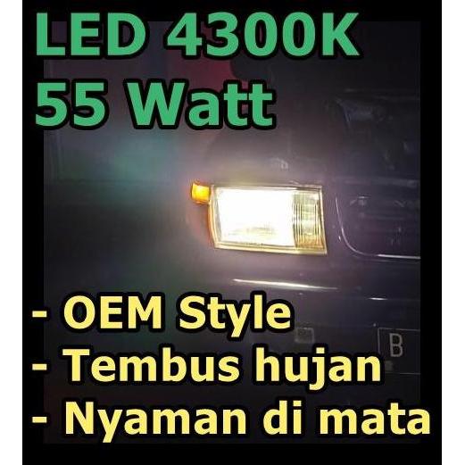 LAMPU LED H4 / H11 / H16 4300K KUNING WARM WHITE 55WATT ALL SEASON