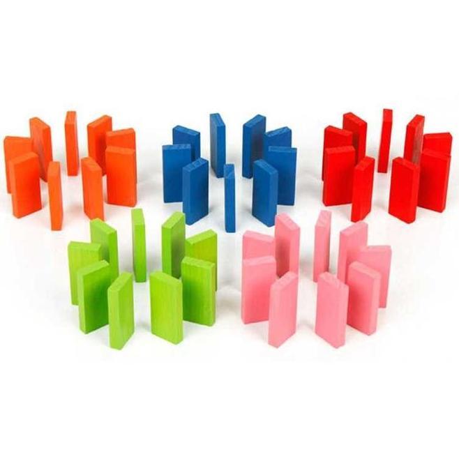 Cod Domino Balok Kayu Susun 120Pcs Berantai Train Chain Reaction Mainan Anak Edukasi Wooden Kecil Be