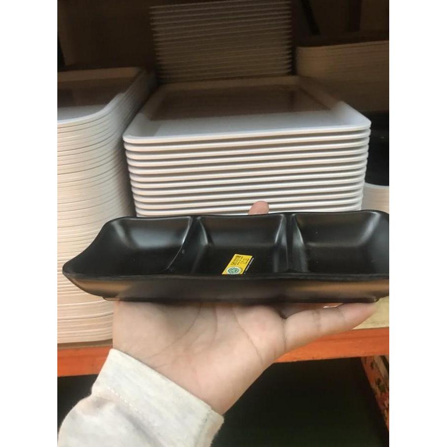 Good- tempat sambal melamin/ Tempat sambal model batu 3 sekat Hitam P9A