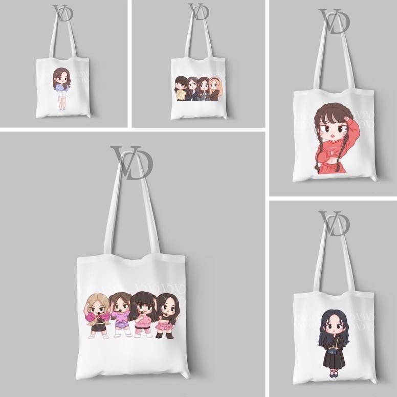 Good- Tote Bag Kanvas Motif Blackpink/ Kpop Tote Bag / Tas Belanja Motif Korea / Lalisa Jennie Jisoo