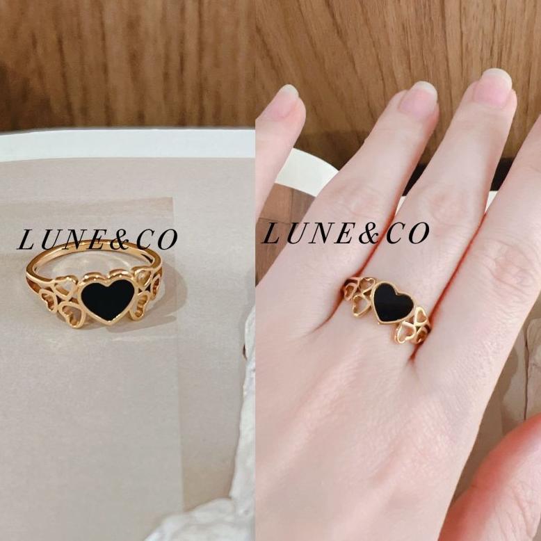 Cute- Cs315 Cicin Love Hitam Mata Tingkat Titanium Stainless Anti Karat Anti Alergi Awet High Qualit