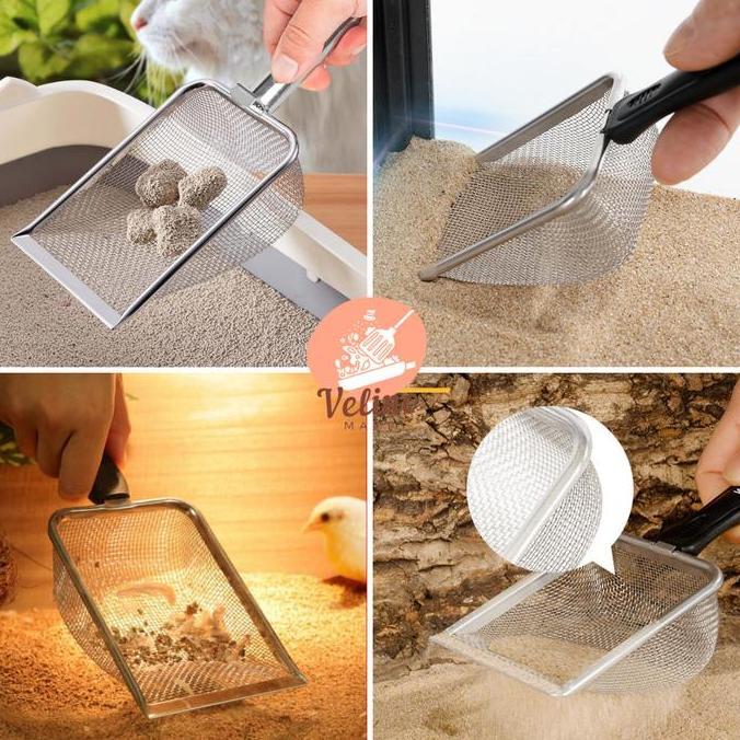 Ytta- Saringan Stainless Steel / Saringan Kawat Penyerok Pasir Halus / Sekop Pasir Kucing / Sekop Ko