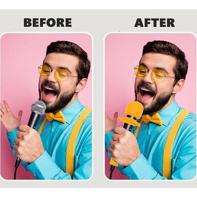 Volk- 2Set Ring+Busa Mic Karaoke Karet Cover Pelindung Ring Mic Holder Mikrofon Wireless Microphone 