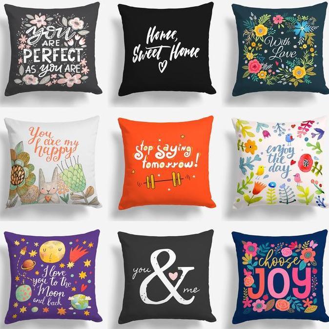 Romx- Cover Sarung Bantal Sofa Print Motif Best Quotes Of The Day Quote Tulisan Inspiratif 40X40 Cm 