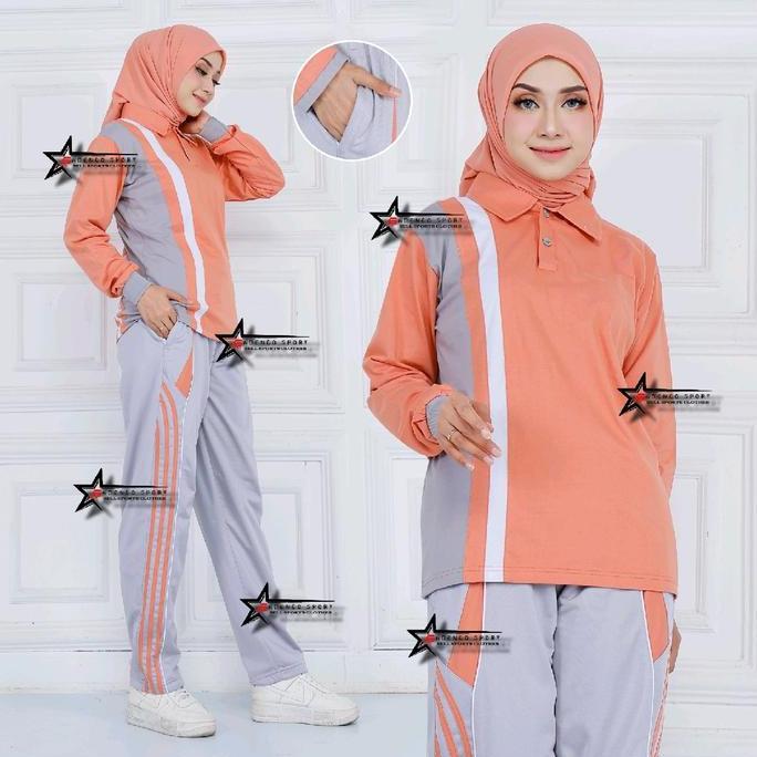 Grily- Baju Olahraga Senam Wanita 1 Set / Setelan Baju Olahraga Lengan Panjang / Seragam Olahraga Wa