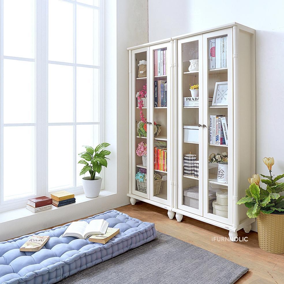 IFURNHOLIC Jeniffer Cupboard with glass door I Lemari Pajangan Kaca I Rak Display Kaca | Lemari Dapu