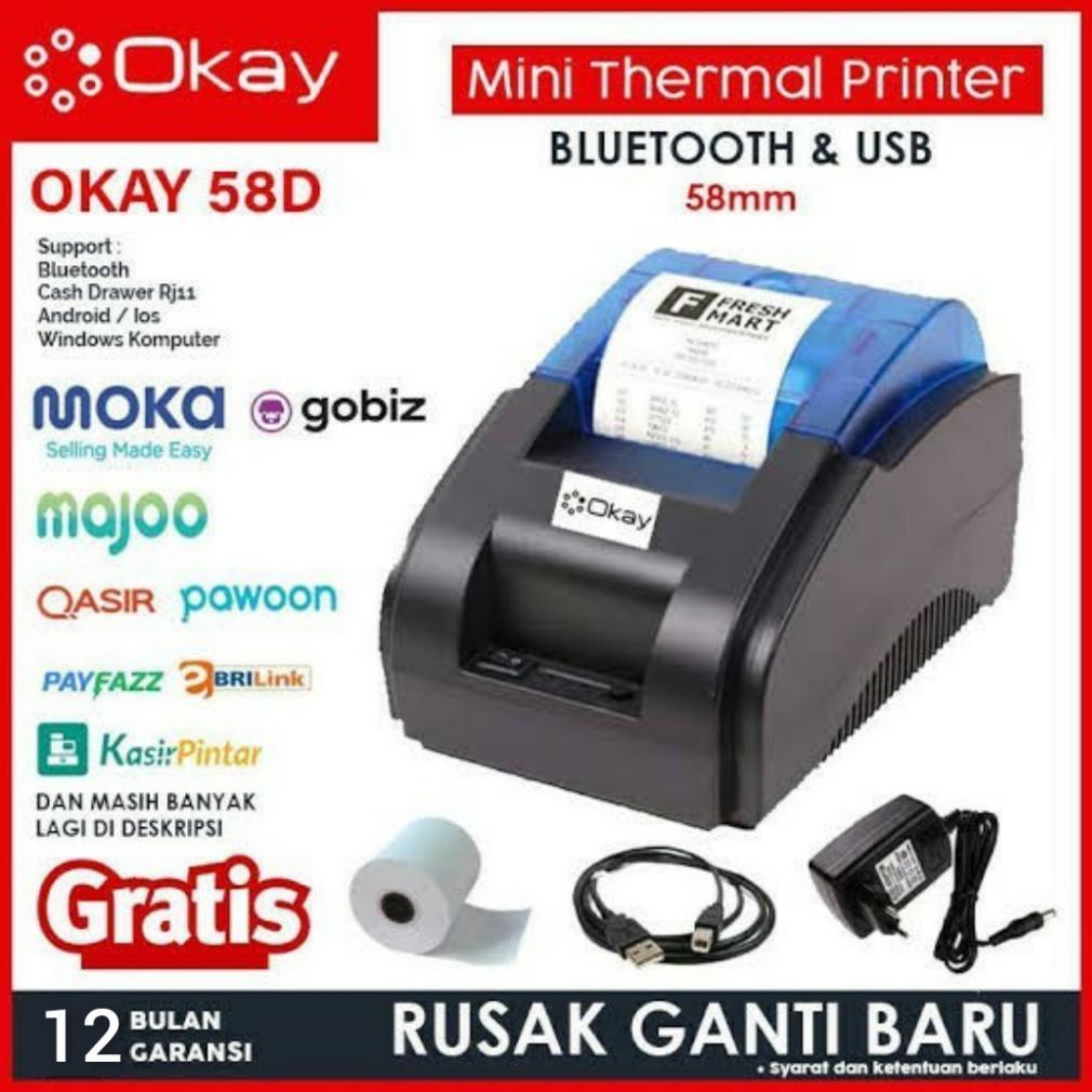 OKAY OK 58D Printer Bluetooth Printer thermal mini Printer kasir struk thermal