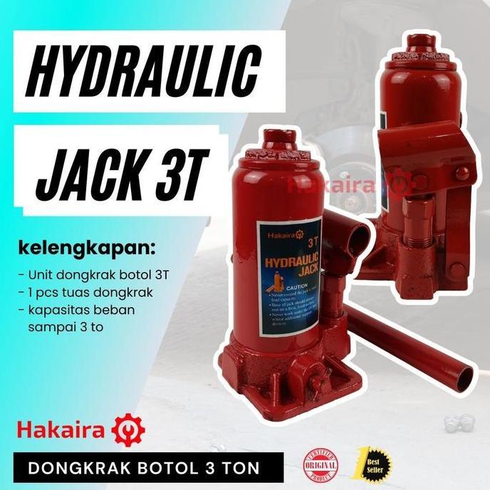 Dongkrak hidrolik 3 ton Hydraulic Jack 3 ton - Hakaira Merah - Hakaira Distributor Dongkrak
