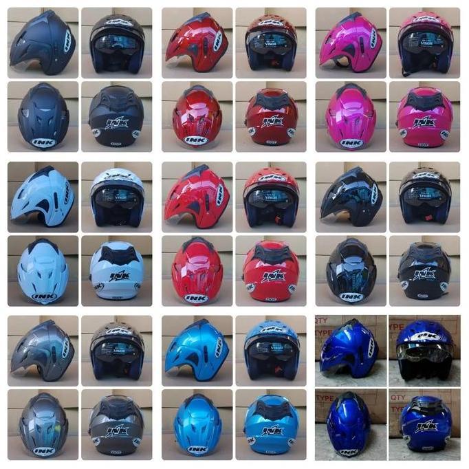 Helm INK TERBARU Dobel Visor type T1 BIRU TUA DOFF