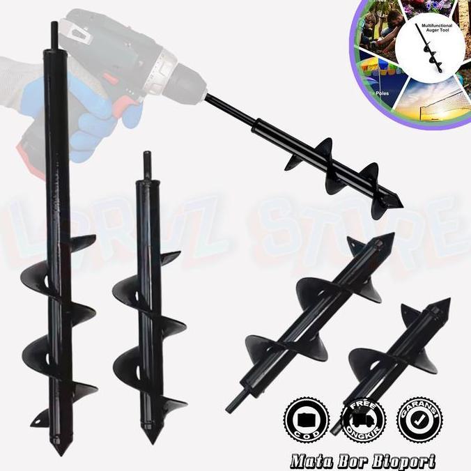 Mata Bor Biopori Alat Penggali Pelubang Tanah Resapan Bentuk Spiral Mixer Garden Auger Drill Head TE