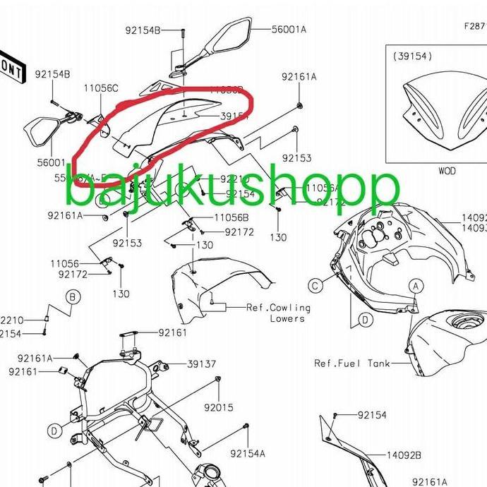 Windshield Windshiel Visor Ninja 250Fi Ninja 250 Fi Lama Original Kawasaki Promo