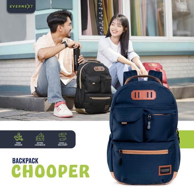 TERLARIS - EVERNEXT - Tas Ransel Laptop Wanita Backpack Chooper Tas Punggung Wanita