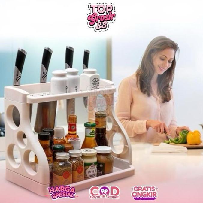 Diskont Rak Bumbu 2 Tingkat / Rak Bumbu Dapur Rak Bumbu Dapur Susun Tempat Pisau Dapur Tempat Bumbu 