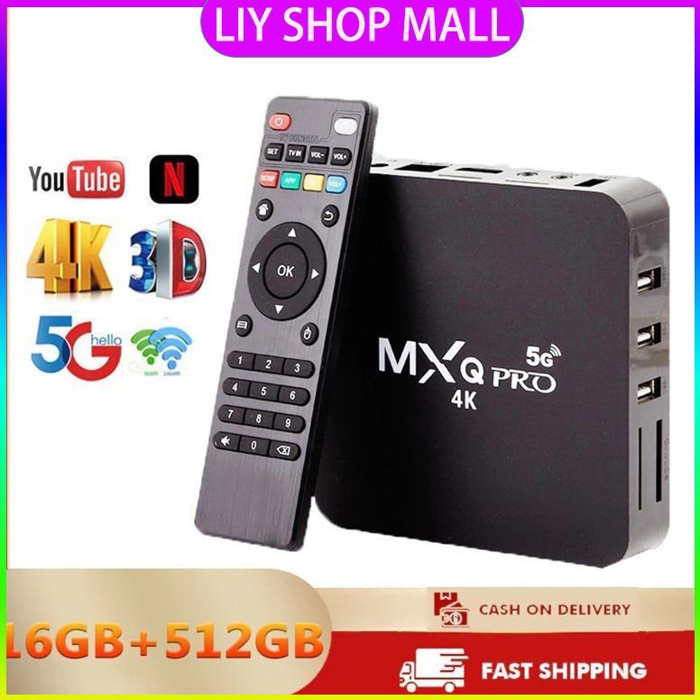 BIG SALE COD MXQ Pro 4k 5g Stb 16g+512gb Android TV Box set top box tv digital Ultra HD Cocok Untuk 