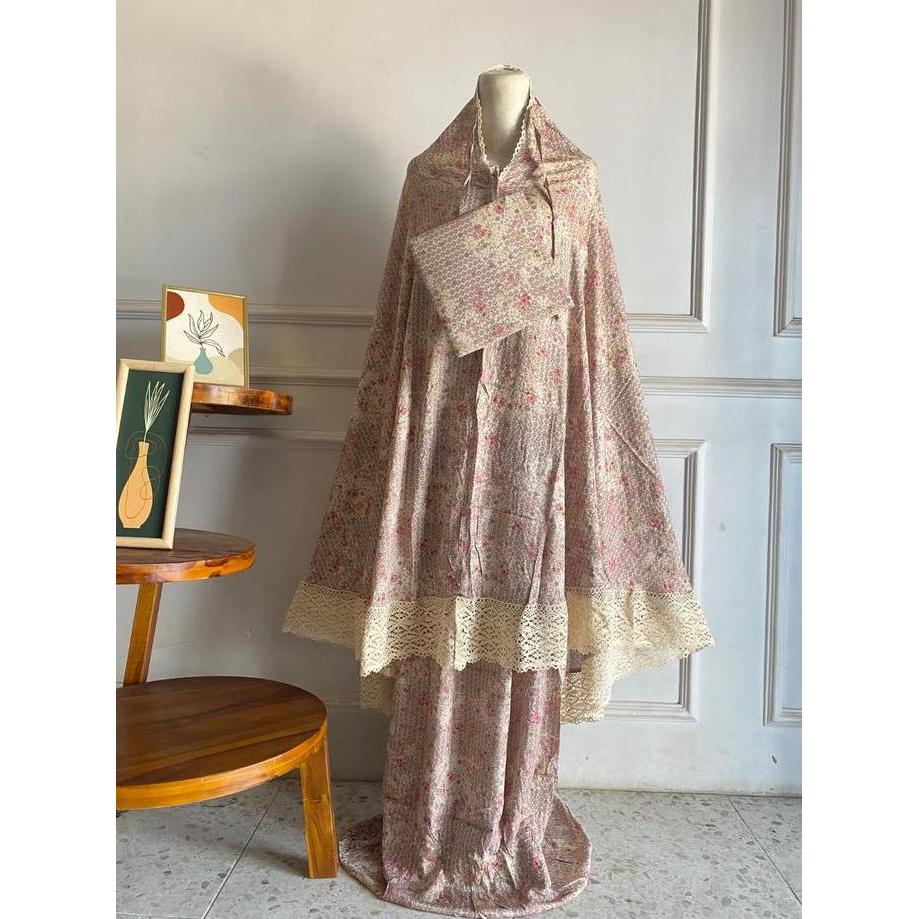 Syukron- Mukena Aruna Dewasa Jumbo Bahan Rayon Dingin Lembut & Adem Traveling Nyaman Motif Eksklusif