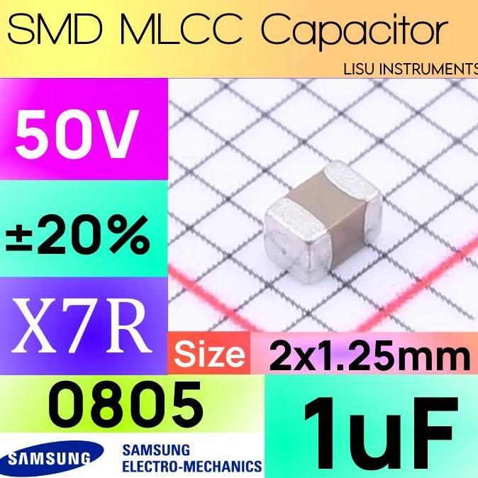 1UF 0805 50V X7R 20% SMD MLCC CAPACITOR SAMSUNG CL21B105MBFNNNE