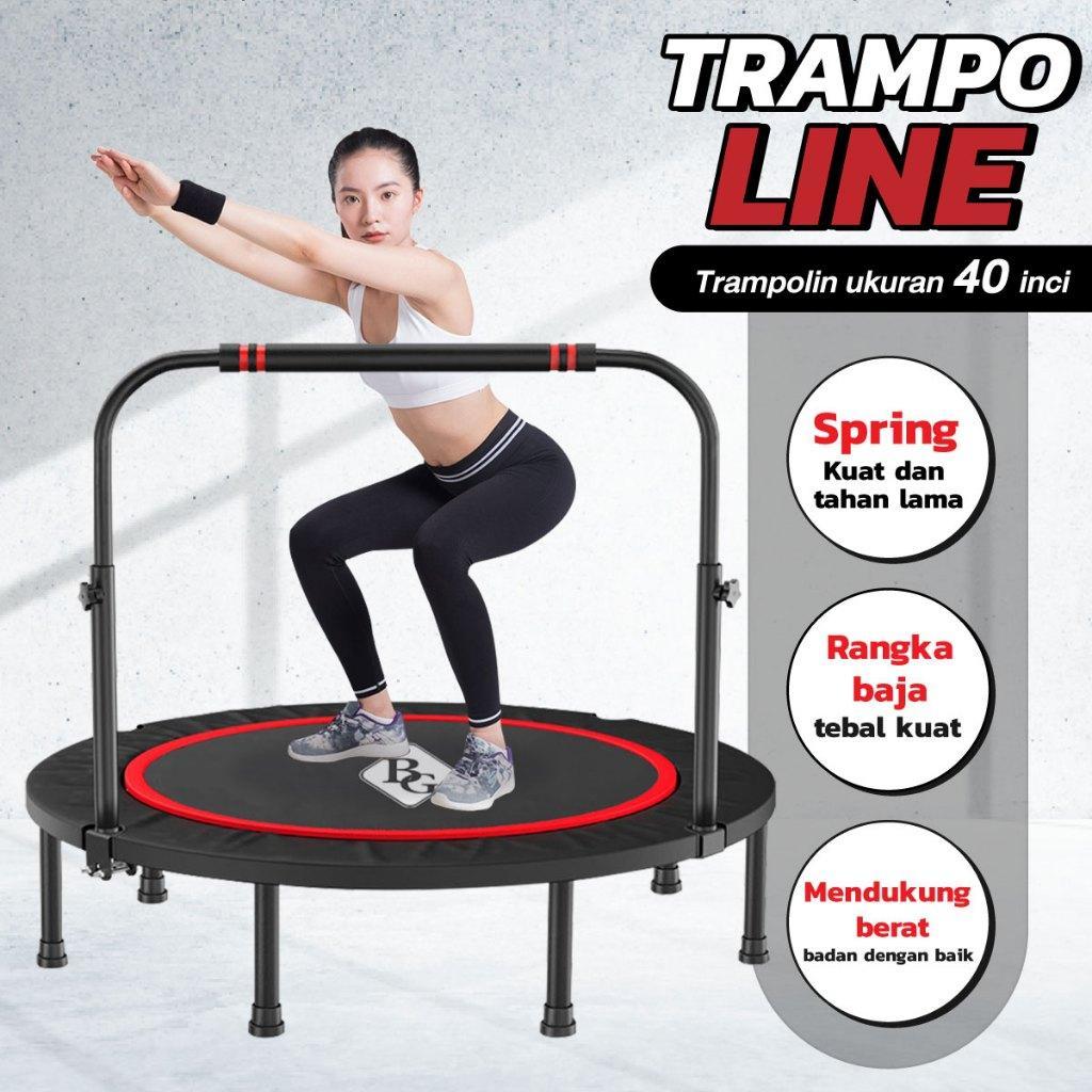 Trampoline Dewasa Kuat Hingga 200Kg Alat Gym Lompat Trampolin Elastis Indoor&Outdoor