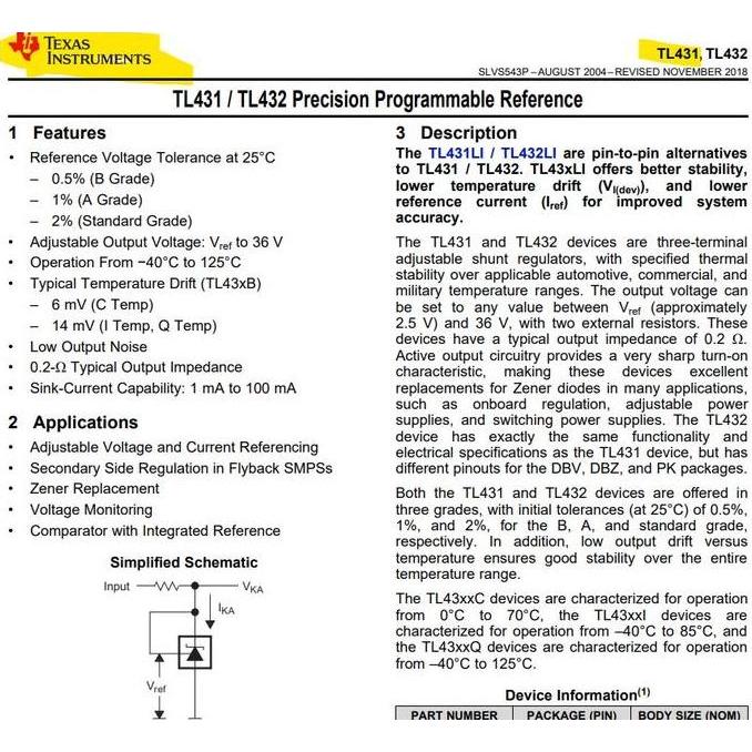 TL431CDR PRECISION PROGRAMMABLE REFERENCE TL431C TL431 SOIC-8 TEXAS INSTRUMENT ORIGINAL