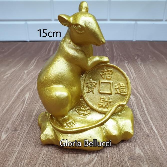 TERMURAH - patung pajangan shio tikus emas jumbo 12 shio gold