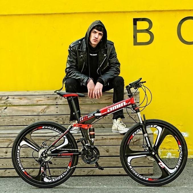 Terlaris Sepeda Gunung Lipat Mtb Amin Racing Bike (Folded) 26 Inch - Velg 10, 21 Speed