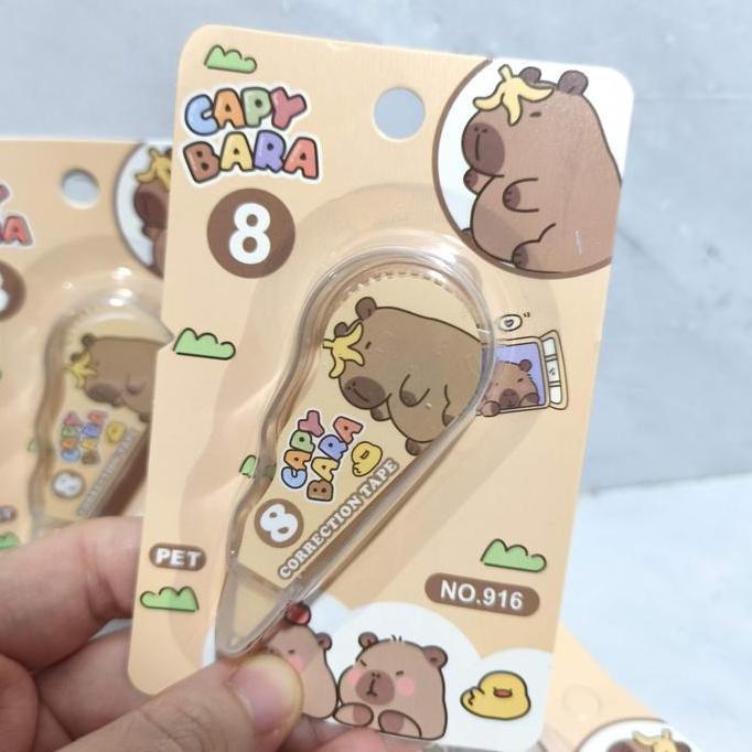 Tipex Tip-Ex Correction Tape Capybara Kecil Mini TipX/ Pita Koreksi Kertas Lucu Motif Kapibala Kapib