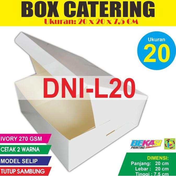 20x20x7.5 Custom Dus Nasi Kotak Box Catering Foodgrade Premium 300 GSM