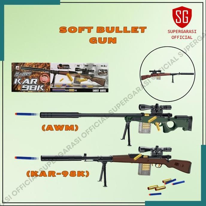 Tembakan Sniper AWM AWP shell throwing Soft bullet Mainan tembak tembakan